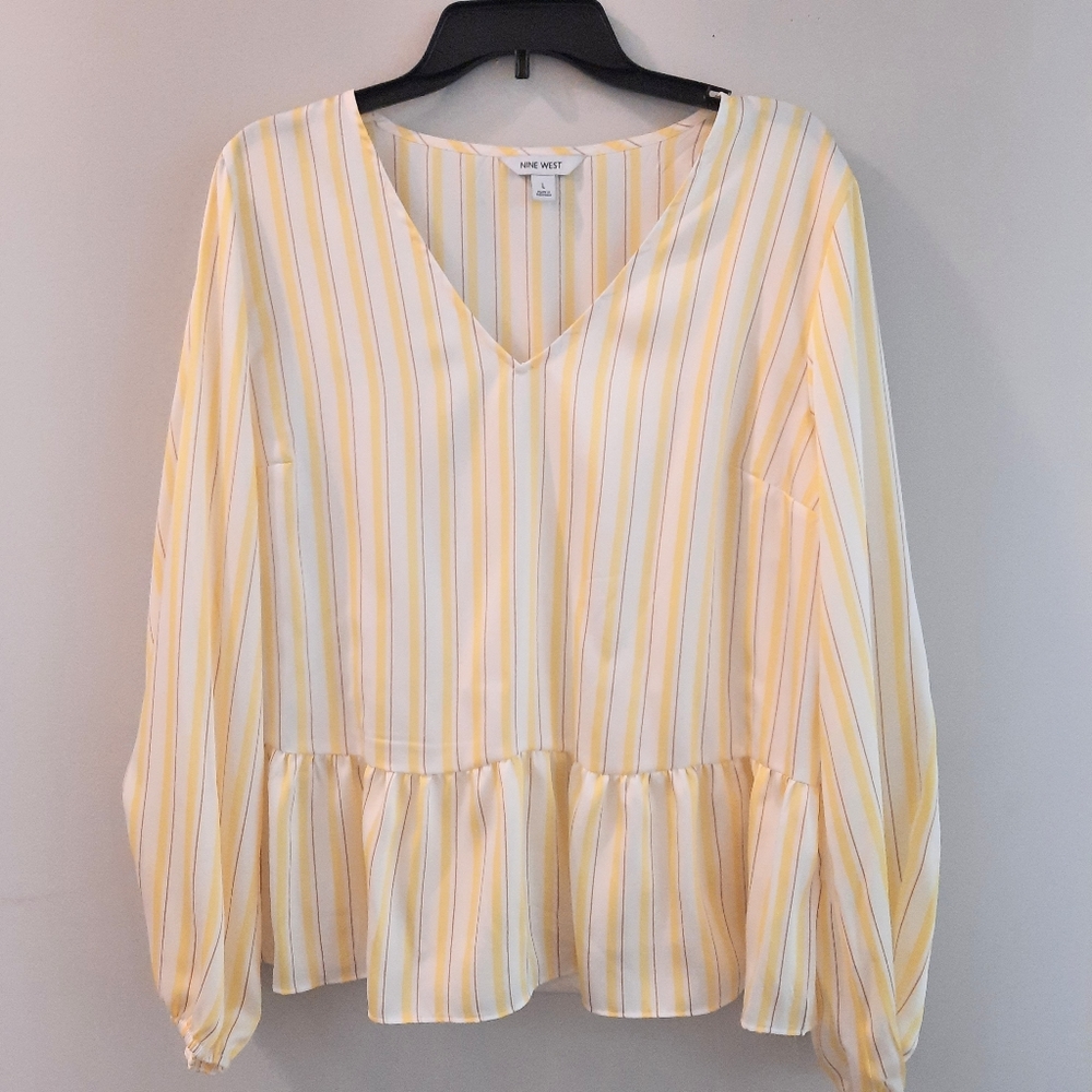 Nine West Femm Pin-Striped Blouse